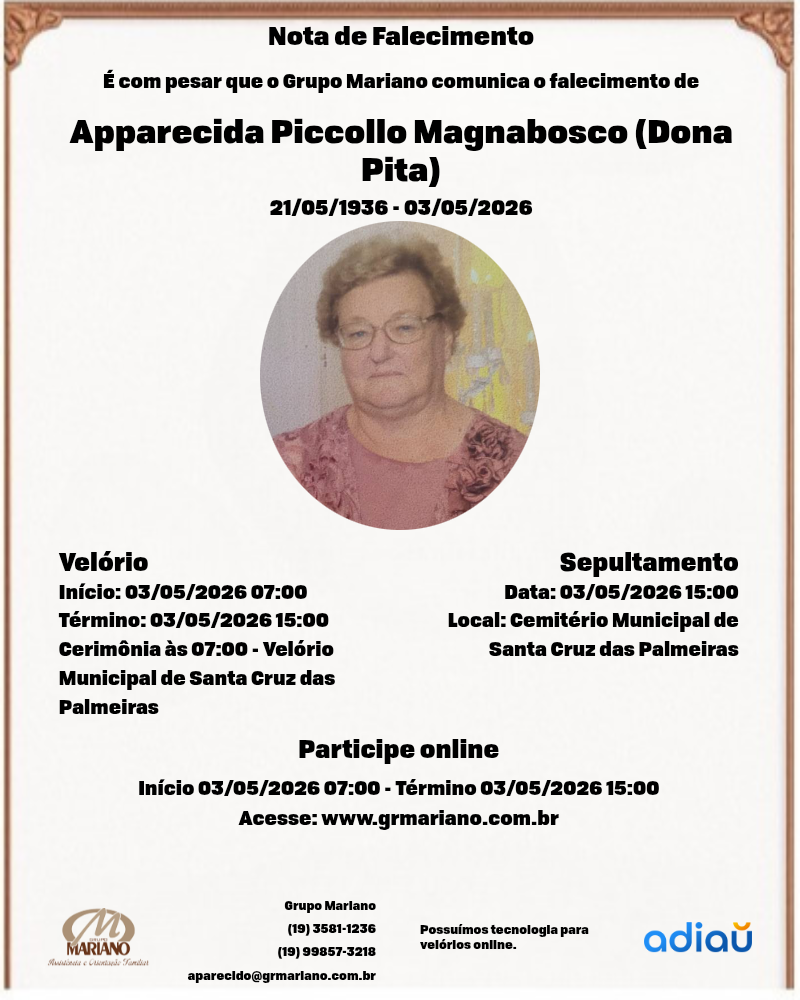 Apparecida Piccollo Magnabosco (Dona Pita)