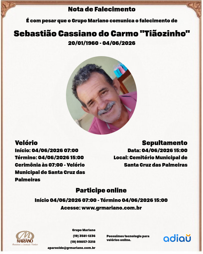 Sebastião Cassiano do Carmo “Tiãozinho” Sebastião Cassiano do Carmo “Tiãozinho”