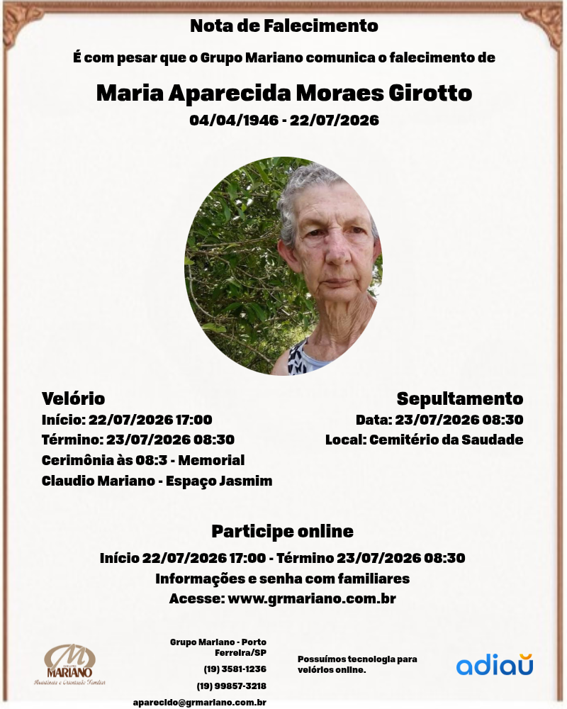 Maria Aparecida Moraes Girotto (D. Cida) Maria Aparecida Moraes Girotto (D. Cida)