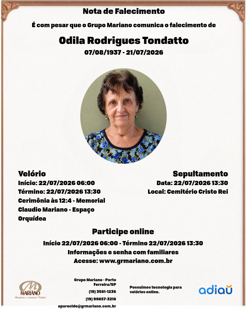 Odila Rodrigues Tondatto Odila Rodrigues Tondatto