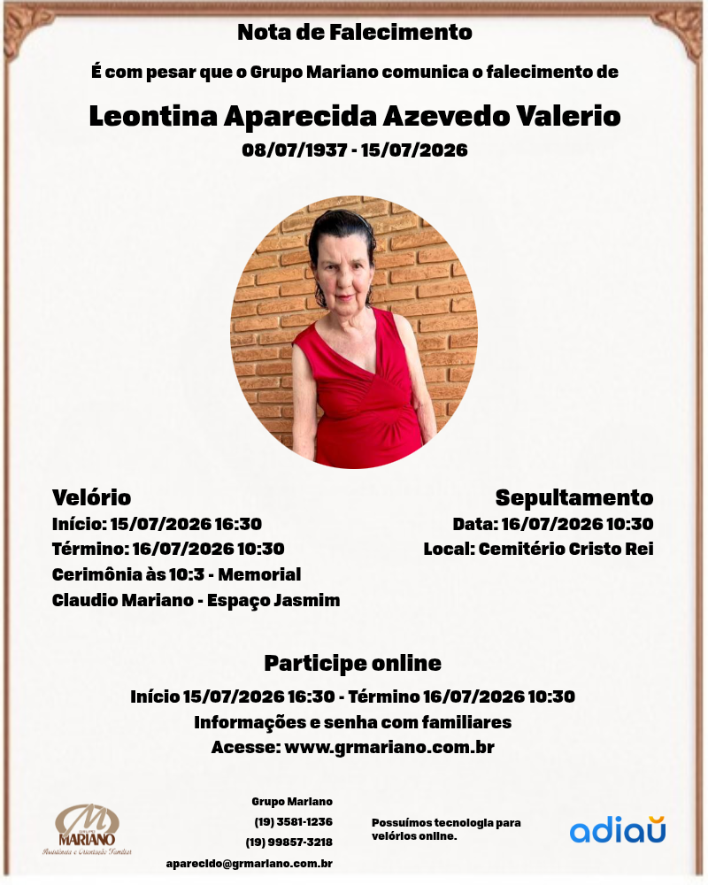 Leontina Aparecida Azevedo Valerio