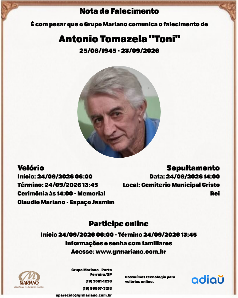 Antonio Tomazela ” Toni” Antonio Tomazela ” Toni”