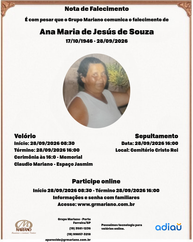 Ana Maria de Jesús de Souza Ana Maria de Jesús de Souza