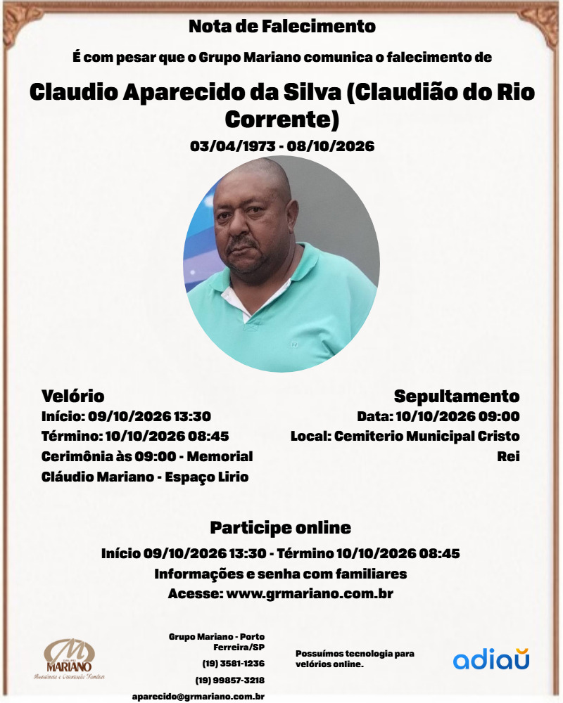 Claudio Aparecido da Silva (Claudião do Rio Corrente)